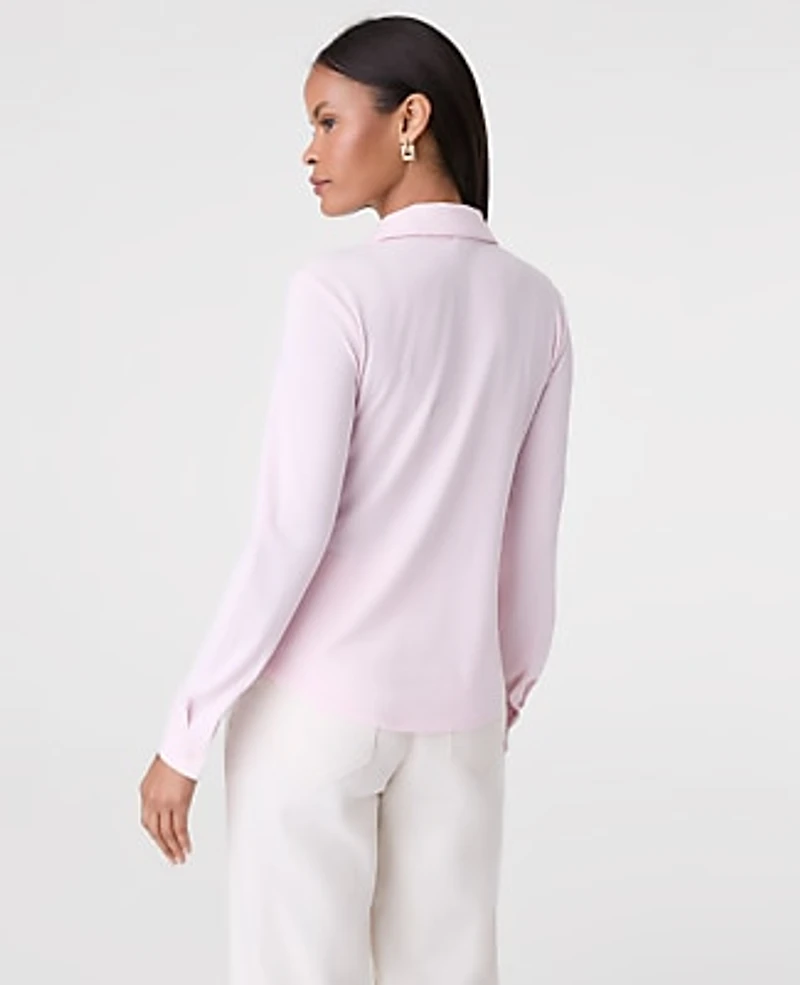 Ann Taylor Petite Button Down Shirt Size Medium Pink Ribbon Women's