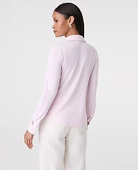 Ann Taylor Petite Button Down Shirt Size Medium Pink Ribbon Women's