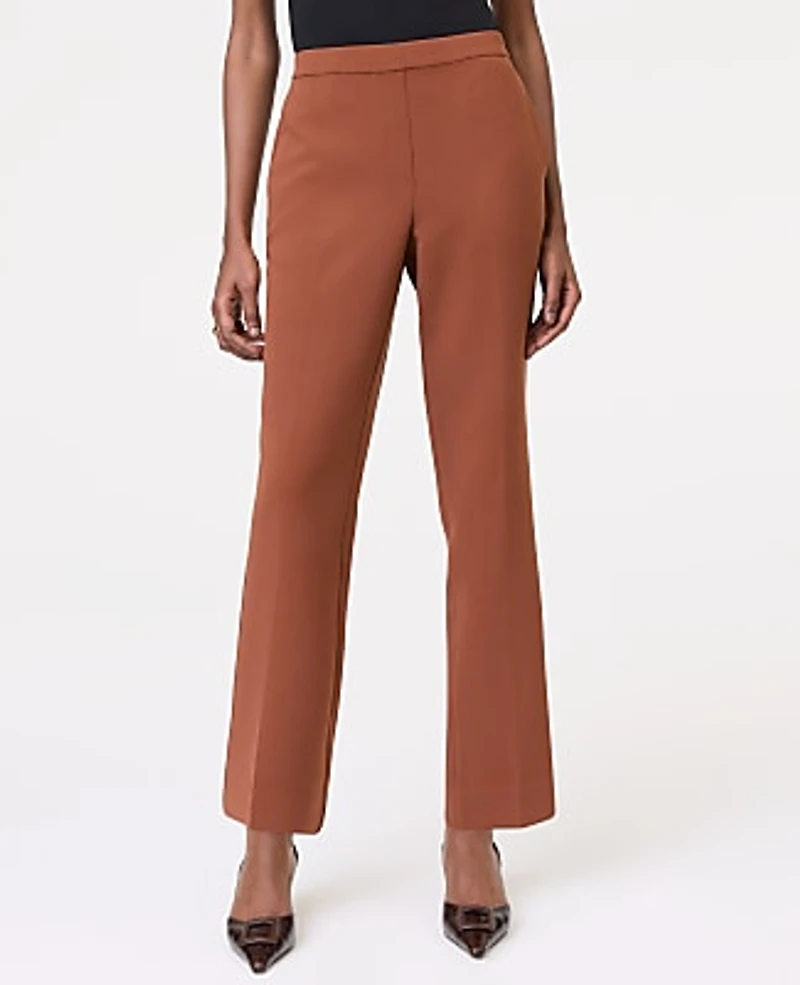 Ann Taylor The Relaxed Ankle Pant Textured Crepe Tortoise Shell Brown Women's