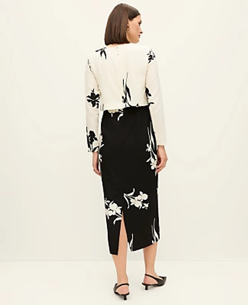 Ann Taylor Mixed Floral Sheath Dress Winter White Women's