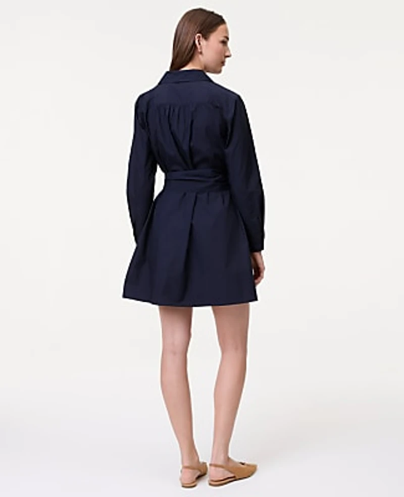 Ann Taylor Weekend Belted Mini Shirtdress Size Large Night Sky Women's