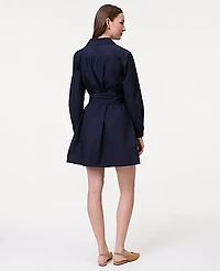 Ann Taylor Weekend Belted Mini Shirtdress Size Large Night Sky Women's
