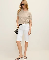 Ann Taylor Shimmer Pointelle Modern Sweater T-Shirt Sail Cloth Women's