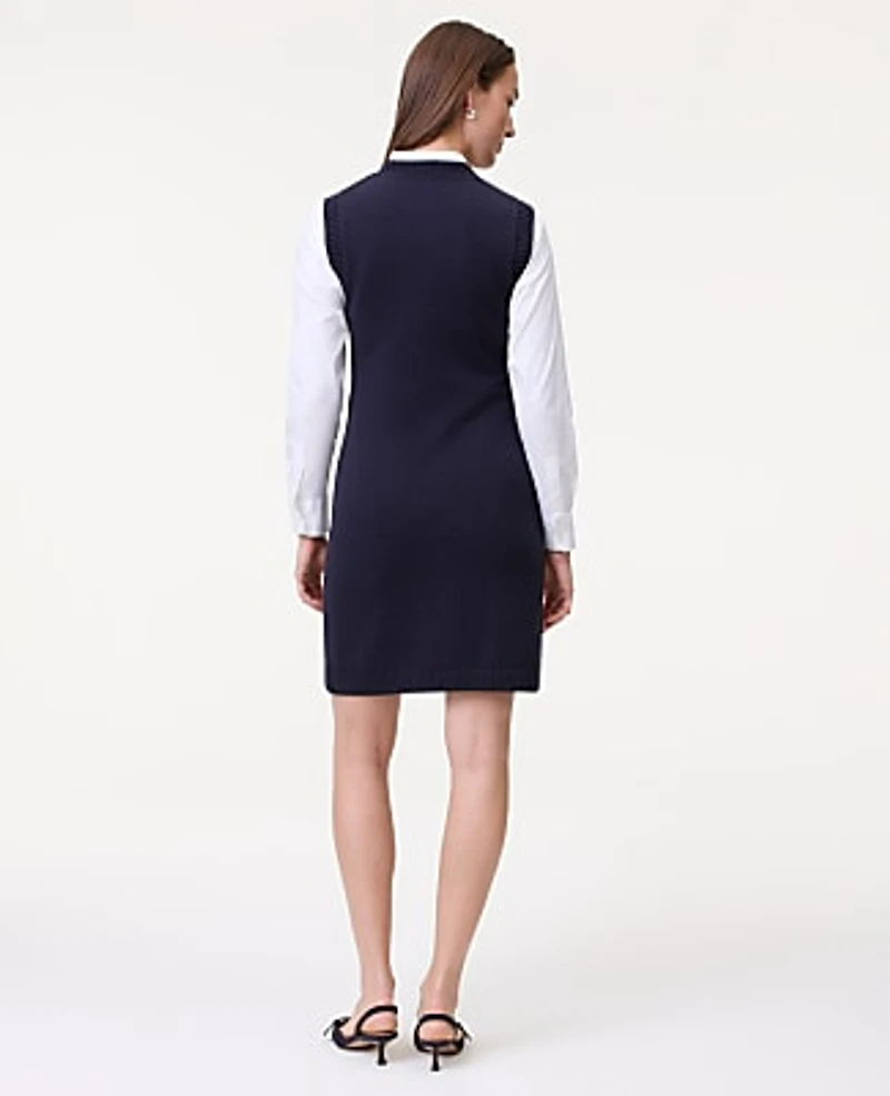 Ann Taylor Petite Button Sweater Dress Night Sky Women's