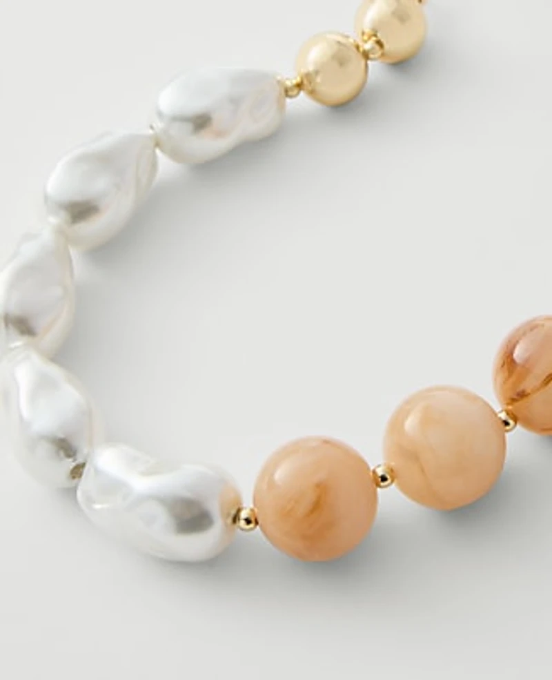 Ann Taylor Pearlized Stone Statement Necklace Ivory Women's