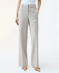 Ann Taylor The Straight Trouser Plaid Tan/Blue Combo Women's