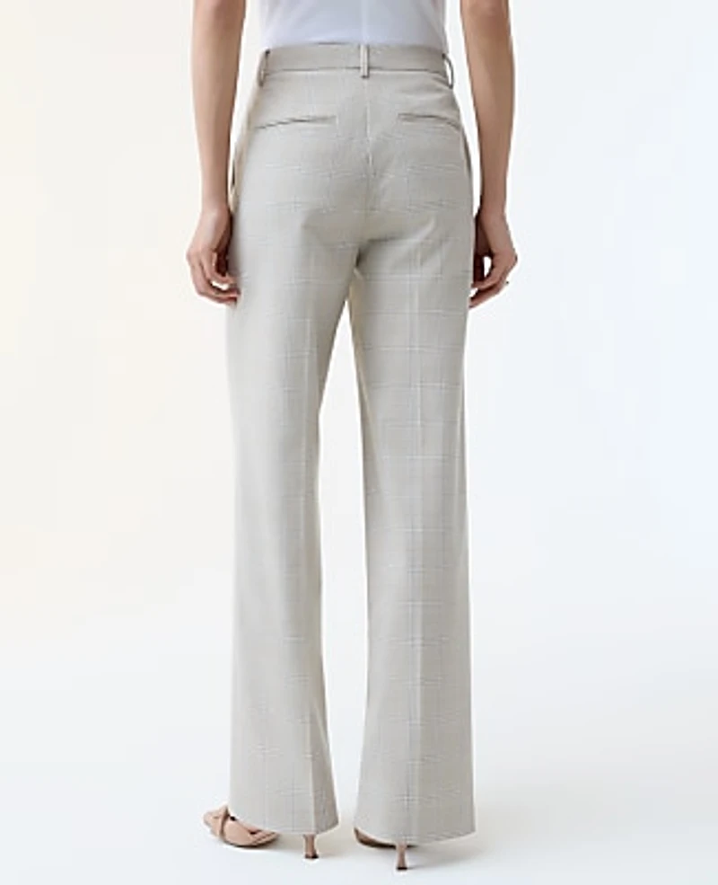 Ann Taylor The Straight Trouser Plaid Tan/Blue Combo Women's
