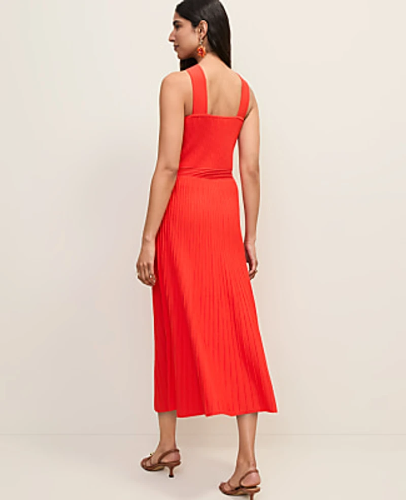 Ann Taylor Ribbed Halter Sweater Dress Aperol Women's