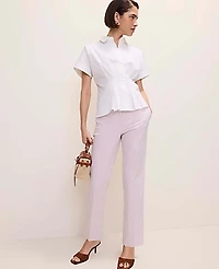 Ann Taylor Pleated Collared Blouse Size 6 White Women's