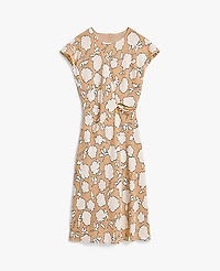 Ann Taylor Floral Twist Midi Dress Cafe Au Lait Women's