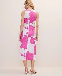 Ann Taylor Floral Midi Wrap Dress Linen Blend Rhododendron Women's