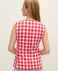 Ann Taylor The Gingham Long Crew Neck Vest Aperol Women's