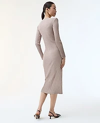 Ann Taylor Petite Ribbed Button Sweater Dress Mocha Meringue Women's