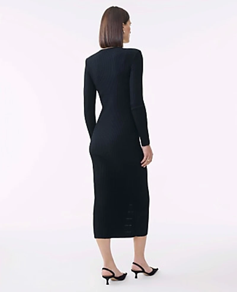 Ann Taylor Petite Ribbed Button Sweater Dress Women's