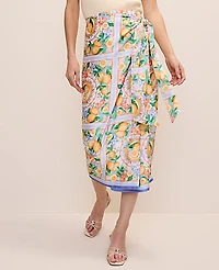 Ann Taylor Lemon Wrap Skirt Satin Limoni Scarf Women's
