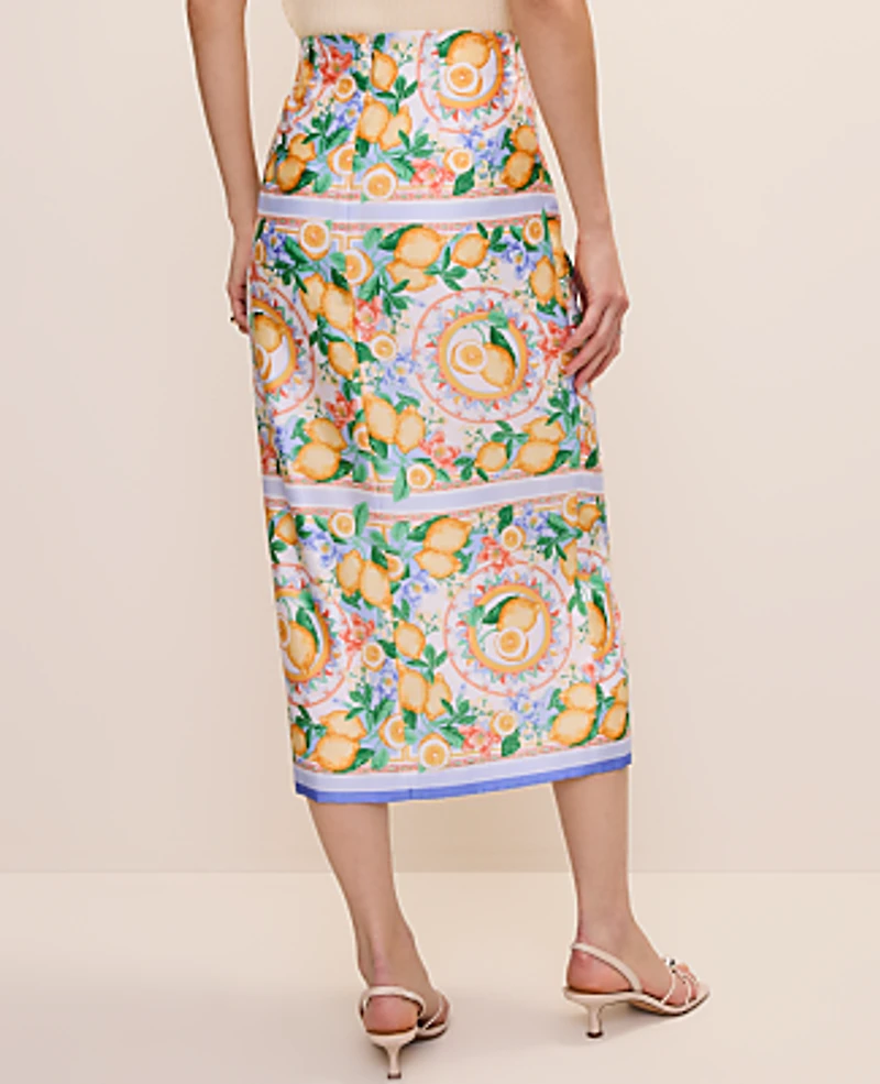 Ann Taylor Lemon Wrap Skirt Satin Limoni Scarf Women's