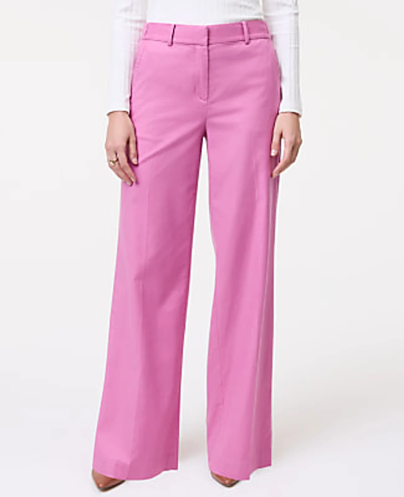 Ann Taylor Petite Weekend Everyday Wide-Leg Pant Size 10 Dusty Mauve Women's