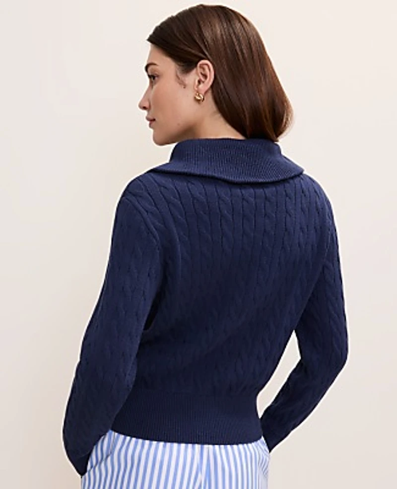 Ann Taylor Weekend Cable Sweater Jacket Women's
