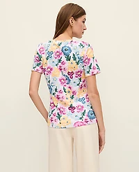 Ann Taylor Weekend Floral Crew Neck T-Shirt Women's