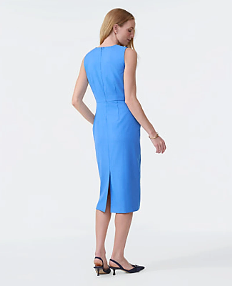 Ann Taylor The Petite Crew Neck Sheath Dress Luxe Twill Bluebird Melange Women's
