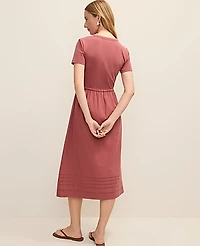 Ann Taylor Weekend Mixed Media Crew Neck Midi Dress Terra Toscana Women's