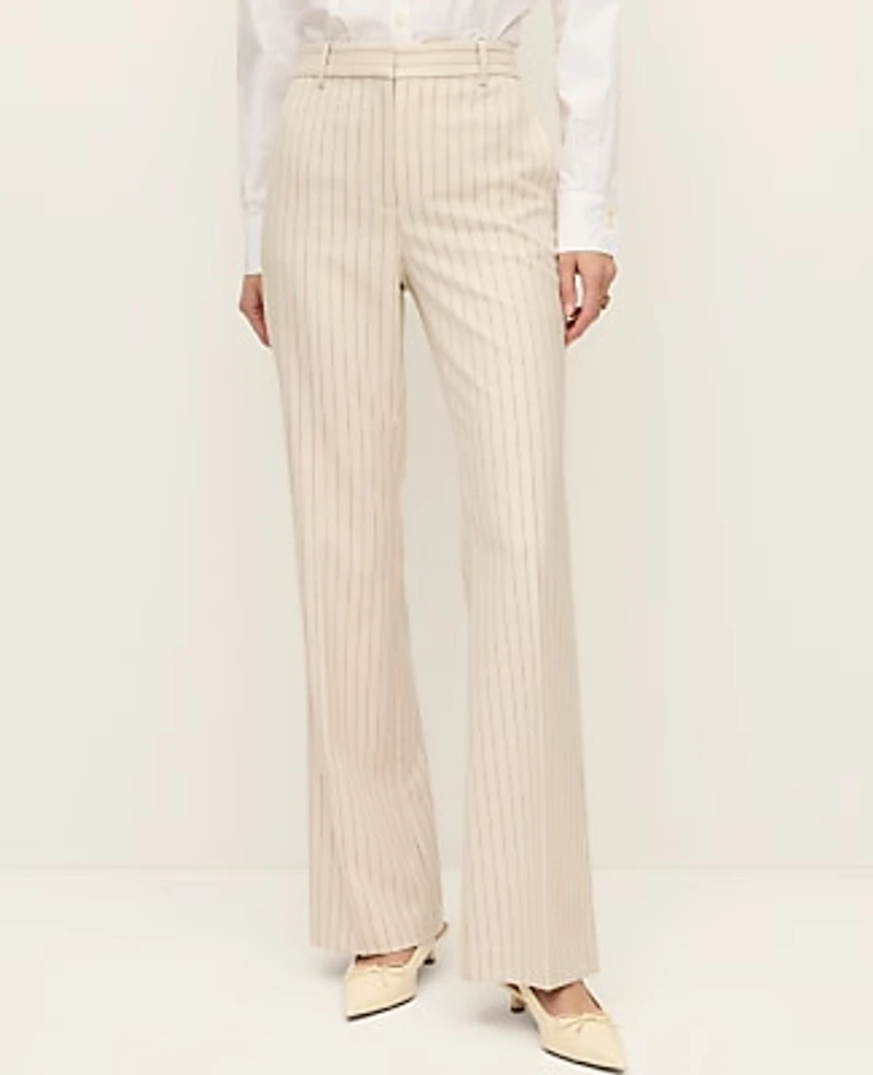 Ann Taylor The Flare Trouser Pinstripe Cream Multi Women's