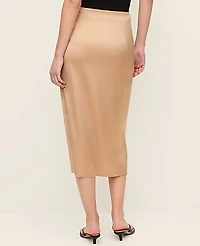 Ann Taylor Satin Wrap Midi Skirt Cafe Au Lait Women's
