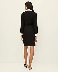 Ann Taylor Petite Belted Sheath Dress Size 14 Black Women's