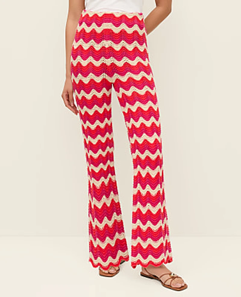 Ann Taylor Petite Chevron Crochet Sweater Pant Smoldering Red Women's