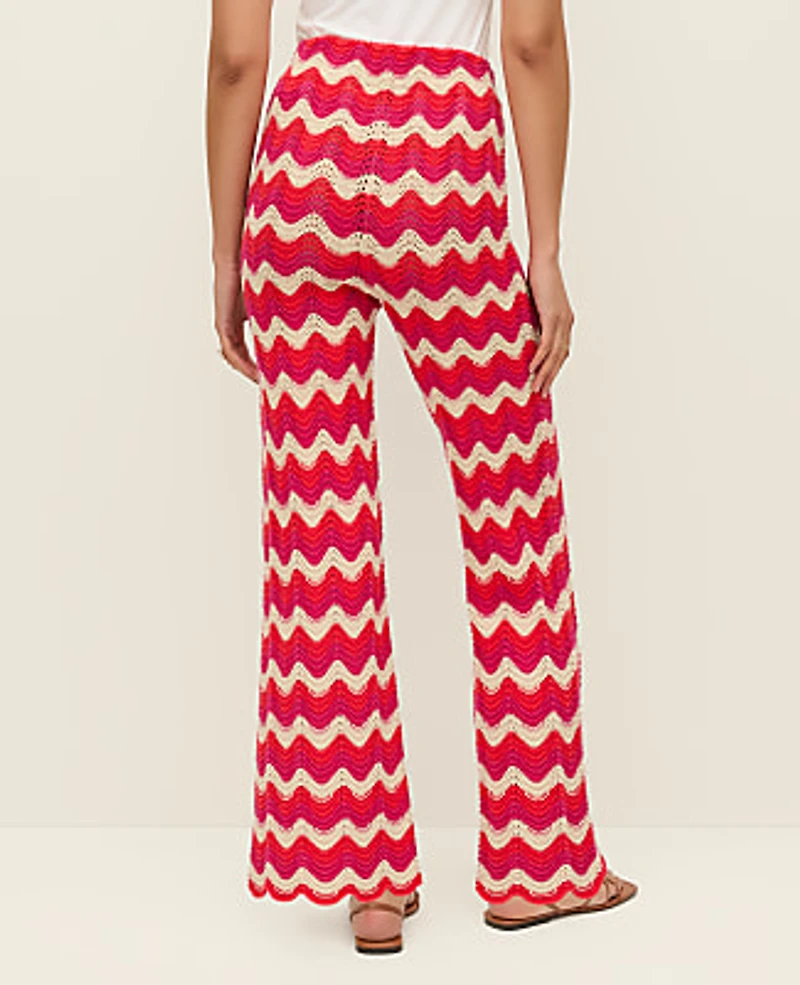 Ann Taylor Petite Chevron Crochet Sweater Pant Smoldering Red Women's