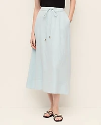 Ann Taylor Cotton Gauze Drawstring Midi Skirt Mountain Air Women's