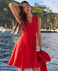 Ann Taylor Linen Blend Flare Dress Women's