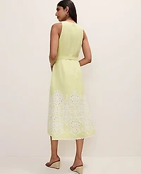 Ann Taylor Eyelet Halter Midi Dress Lime Slice Women's