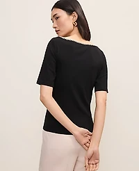 Ann Taylor Crochet Trim T-Shirt Women's