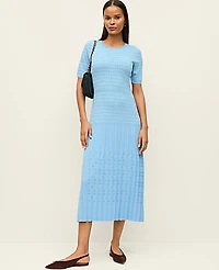 Ann Taylor Petite Mixed Stitch Sweater Dress Sky Gazing Women's