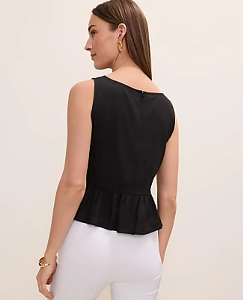 Ann Taylor Peplum Top Linen Blend Women's