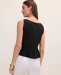 Ann Taylor Peplum Top Linen Blend Women's