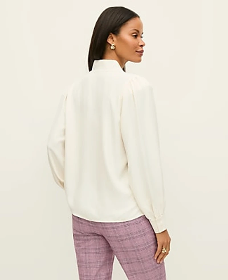 Ann Taylor Bow Blouse Size XL Winter White Women's