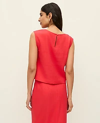 Ann Taylor Petite Linen Blend Cropped Top Smoldering Red Women's