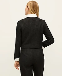 Ann Taylor Petite Contrast Trim Tweed Jacket Black Women's