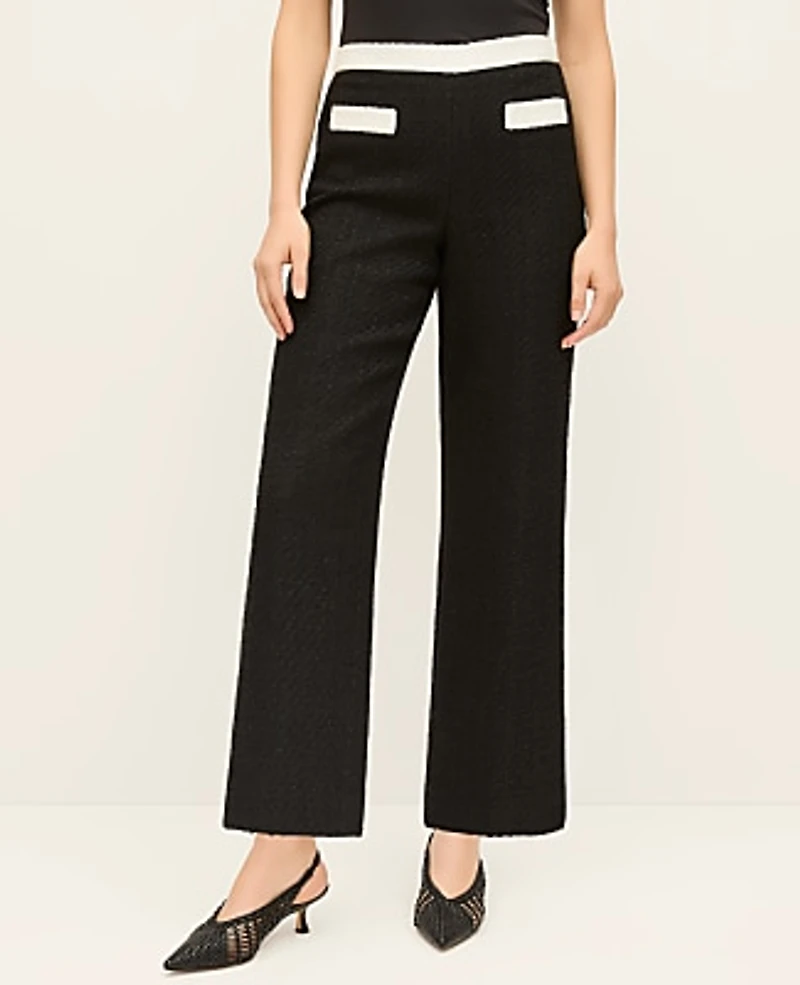 Ann Taylor The Grace Straight Pant in Tweed Size 6 Black Women's