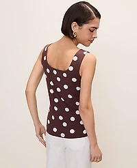 Ann Taylor Polka Dot Square Neck Tank Top Rich Walnut Women's