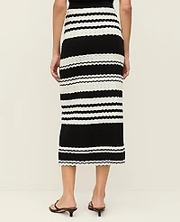Ann Taylor Petite Striped Woven Midi Skirt Black Women's