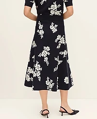Ann Taylor Petite Floral Jacquard Midi Skirt Night Sky Women's