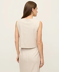 Ann Taylor The Crop Crew Neck Vest Pinstripe Cream Multi Women's