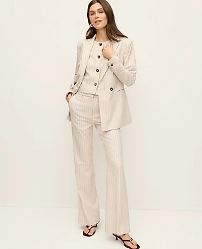 Ann Taylor The Crop Crew Neck Vest Pinstripe Cream Multi Women's