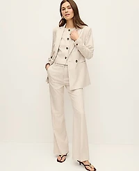 Ann Taylor The Crop Crew Neck Vest Pinstripe Cream Multi Women's