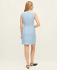 Ann Taylor Petite Tweed Sleeveless Shift Dress Size 4 Light Blue Multi Women's