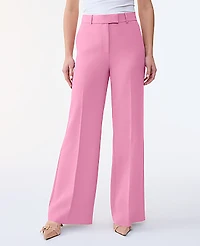 Ann Taylor The Petite Wide-Leg Flare Trouser Fluid Crepe Smokey Rose Women's