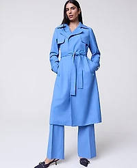 Ann Taylor The Petite Long Trench Coat Bluebird Melange Women's